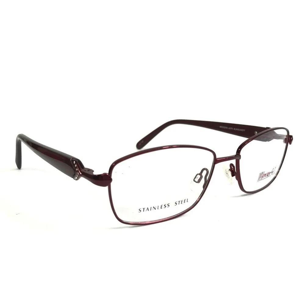 Modern Art Eyeglasses Frames A376 BURGUNDY Wire Rim Crystals 56-18-140
